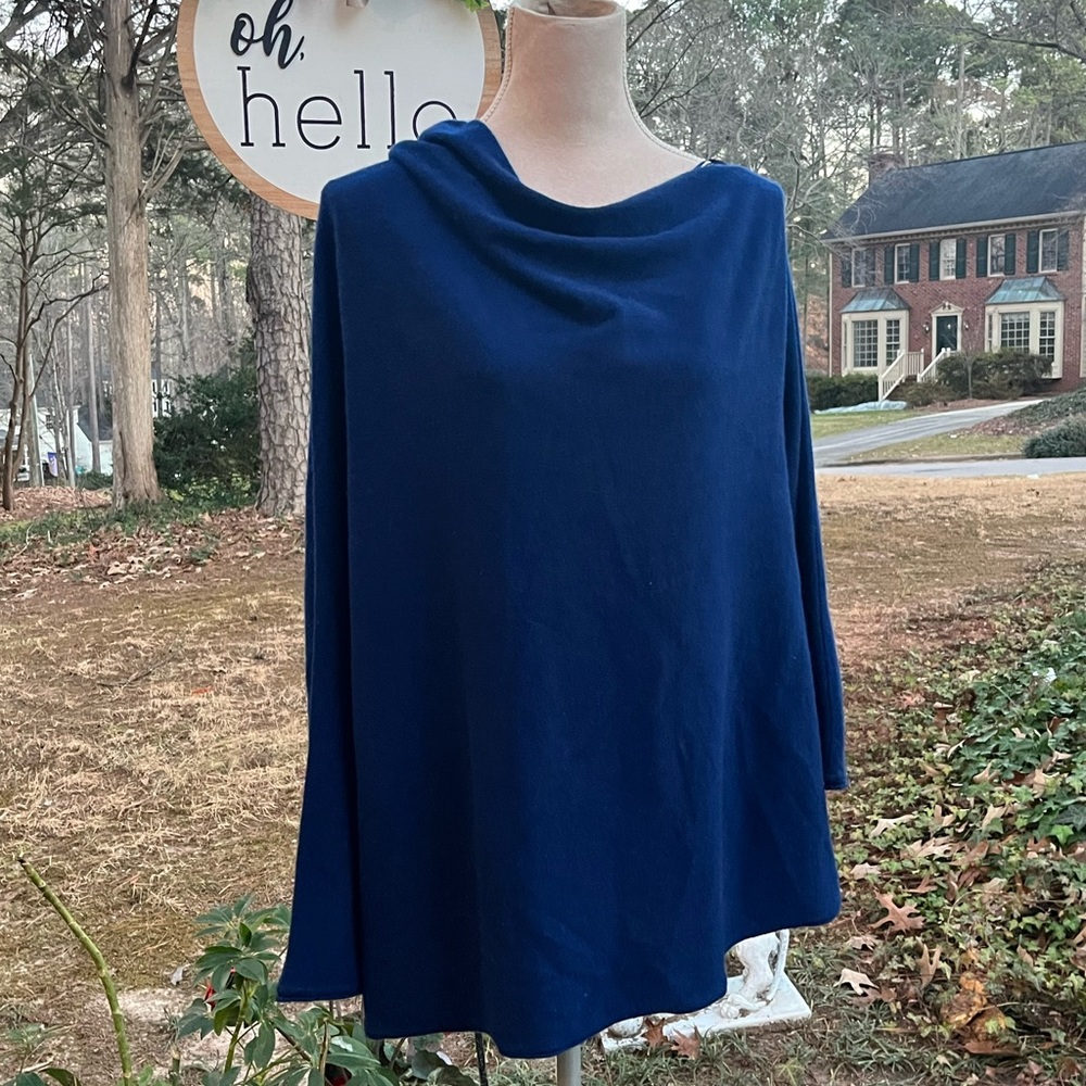 Vineyard Vines 🐳 Cashmere Top, Asymmetrical, Navy, XL, EUC